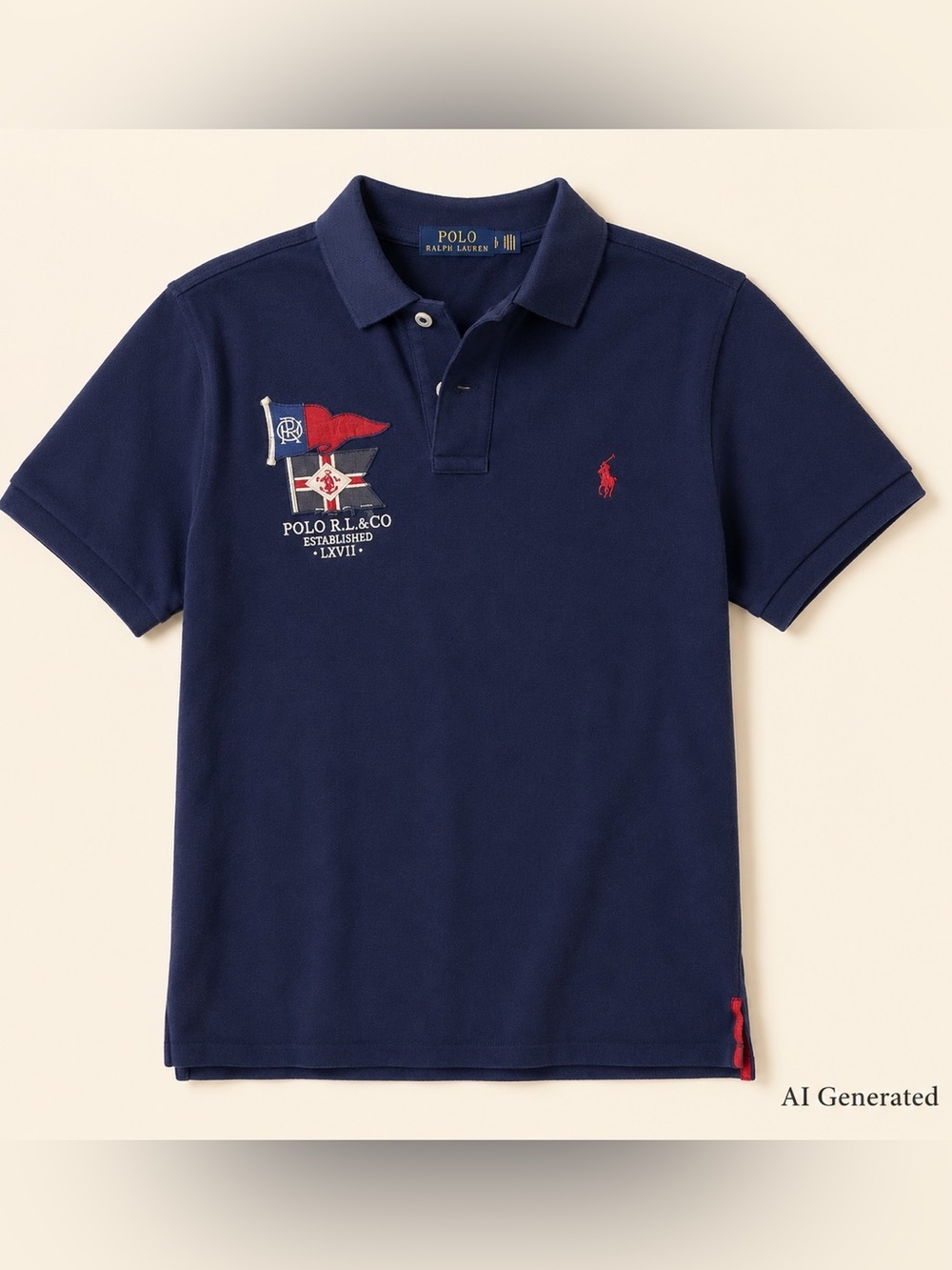 Vintage Ralph Lauren Shirt Mens M/L Navy Yacht Club Sailing Nautical Polo